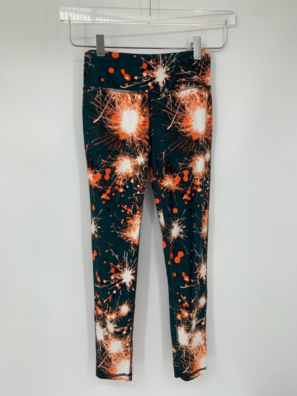 Sweaty Betty Contour Leggings cropped fireworks blue orange active yoga new XXS